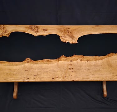 Solid Oak and Black Epoxy Desk top view