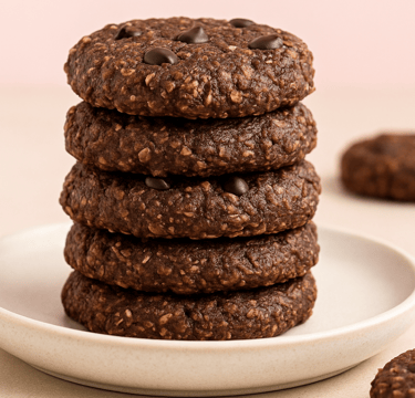 a stack of cookies with chocolate chips and chocolate chips