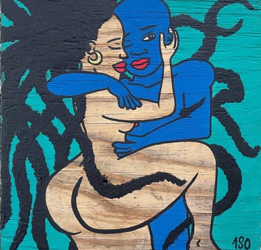 Peinture acrylique sur bois de récupération - "confiance" 1SO