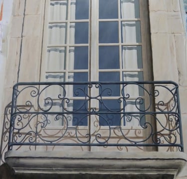 Animer vos façades avec un trompe-l'oeil de fenêtre. Peint directement sur le mur ou sur une toile marouflée ou autres suppor