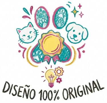 Ilustracion de un gato y perro que indica que son diseños originales para mascotas