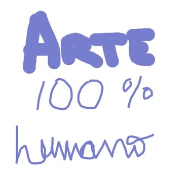 Texto escrito a mano con palabras que describen Arte 100 porciento humano