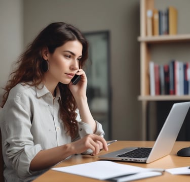 a woman is talking on her cell phone