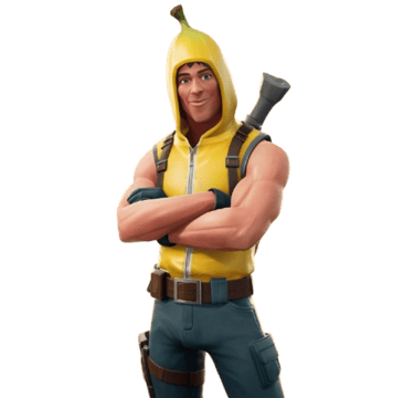 a man in a yellow hoodie and a banana peeler