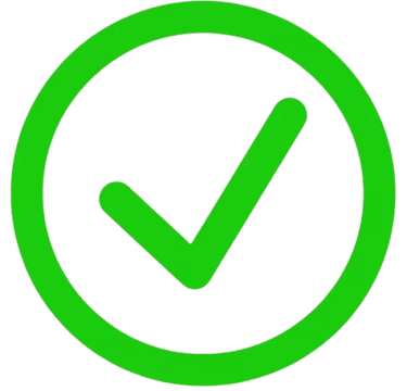 a green checkmark contained within a green circle
