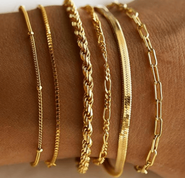 6 pcs gold bracelet different patterns set