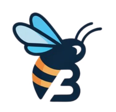 a bee on the letter B logo