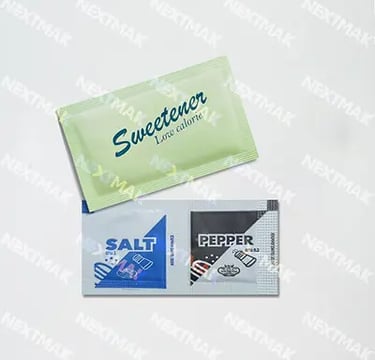 Salt black pepper and sweetener sachets
