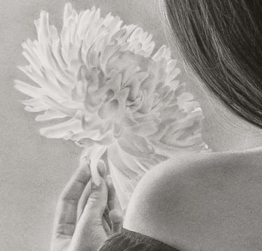 Detalle de la flor de la obra de arte original "Un Momento De Ternura" de Aria De Zabal