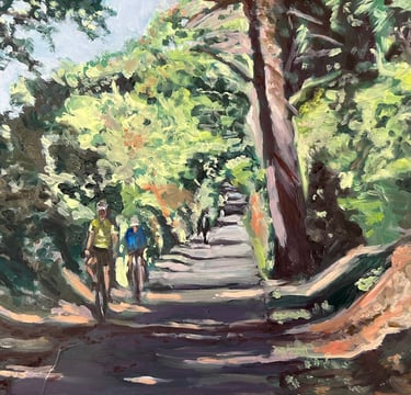 Cape Cod Rail Trail bicycle cycling on the trail in summer
