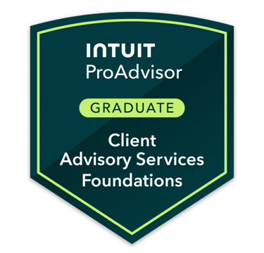 QuickBooks ProAdvisor Client Advisory Services Foundation Graduate badge