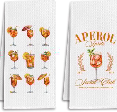 aperol spritz themed bar towels