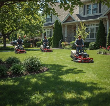  Landscaping team performing lawn care and maintenance services in Chicago