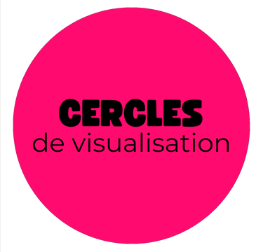 Logo d'un rond fuschia sur lequel est écrit "cercle de visualisations"