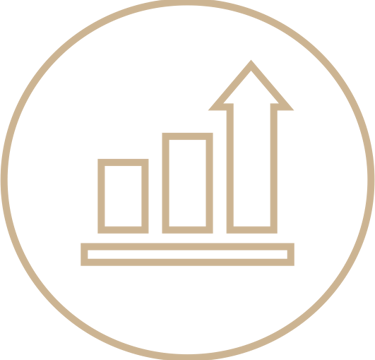 Icone de visão - barras crescente com uma seta apontando para cima