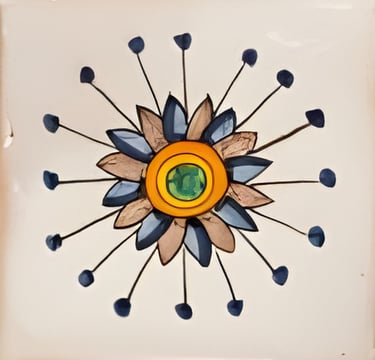 Flor final proceso pintura en ceramica mayólica