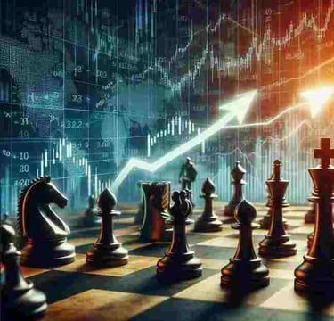 Schachbrett und steigende Börsenkurse
