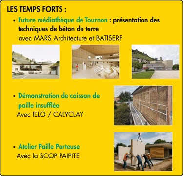 Visuel du village de L’éco-construction de CUP26 - Zoom sur les trois temps forts