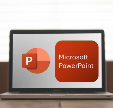 Picture of a laptop with Microsoft PowerPoint