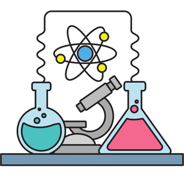 "Chemistry tuition icon featuring a beaker and chemical elements for personalized learning."