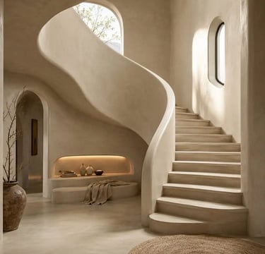 Luxury Organic Modern Interior Design Ideas | Sculptural Architecture & Curved Plaster Walls. Eftelt Home Decoration