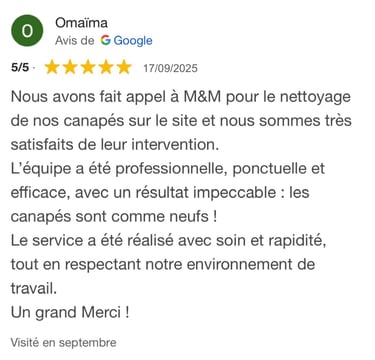 Avis google 5 étoiles clients m&m services pro nettoyage et vitres rouen