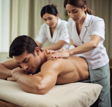 A therapist performing a soothing oil massage on a client.