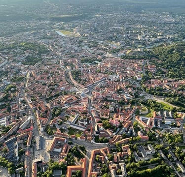 hot air balloon ower Vilnius
