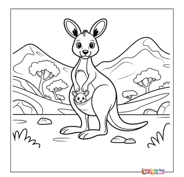 Free kangaroo coloring sheet hopping wildlife activity