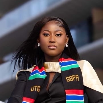 Fatou F., recipient of the Sadeka Hossain Memorial Scholarship, at graduation