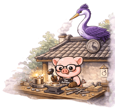 The Artisan Lab Designs mascots Milo and Lyra sitting together in a dreamy setting