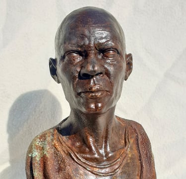 Expressive portrait bust created with detailed 3D sculptural services