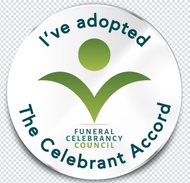 green v and dot symbol representing the celebrants accord
