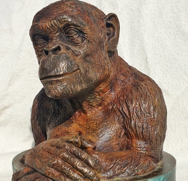 Realistic chimpanzee sculpture produced through detailed 3D sculptural services