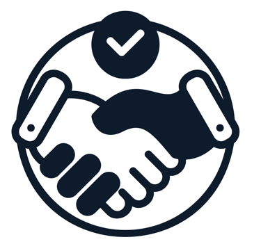 a handshake with a hand holding a hand shaker