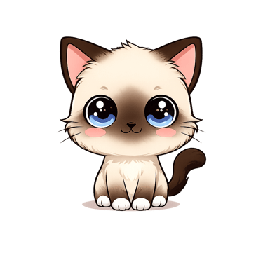 Chat Sacré de Birmanie Seal Point - Logo - Kawaï