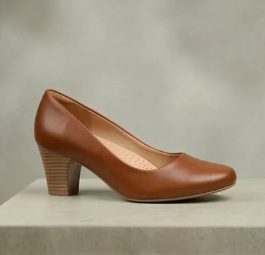 Zapato de tacón de cuero color miel para mujer, diseño elegante