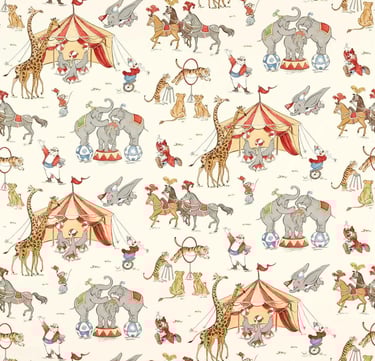 Papier peint d'élephants dans un cirque, de girafes et de Dumbo volant