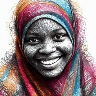 a muslim woman with a colorful head scarf 