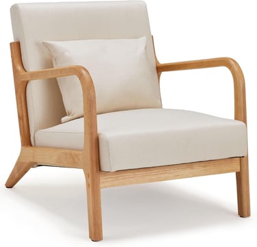 a chair with a cushion and pillows on it