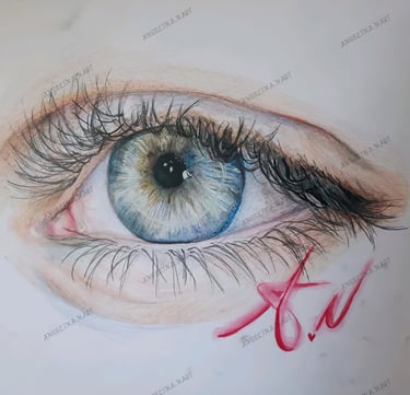 Original Realistic eye drawing. 16 years old artist. Mixed media. Art by Angelina.N ArtNess. Talent. Young artist.
