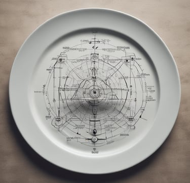 Une assiette avec un dessin d’un diagramme d’un objet circulaire.