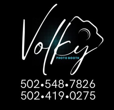 a logo for a photo booth at a Volky photo booth