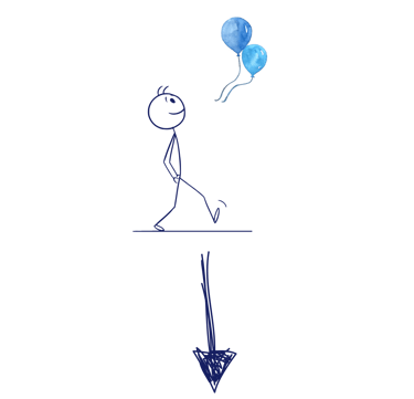 stickman représentant l'innocence d'un enfantqui lève la tête au ciel