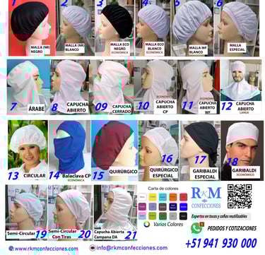 Cofias De tela - Tocas reutilizables - Lavables - Varias - RKM CONFECCIONES