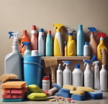An assortment of fresh food and beverage items stacked in a warehouse setting.