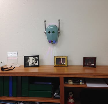 Talbotics mask in Los Angeles office.