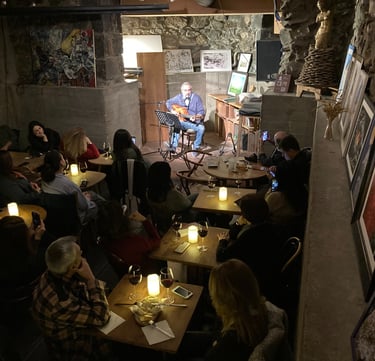 A musical concert with an audience at The Club.