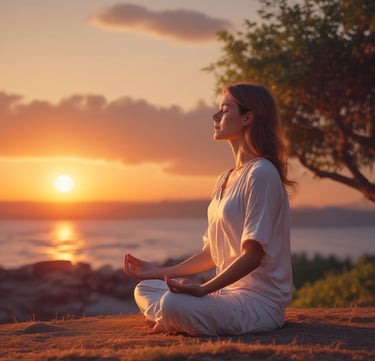 man with uplifted arms looking at sunrise