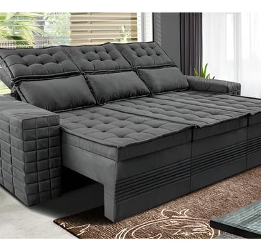 Sofá 3 Lugares Retrátil e Reclinável Cama inBox Senses 200cm Velusoft 